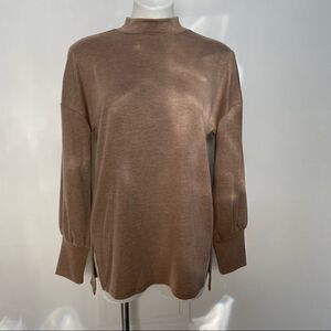 Ophelia Roe Mock Neck Puff Sleeve Top